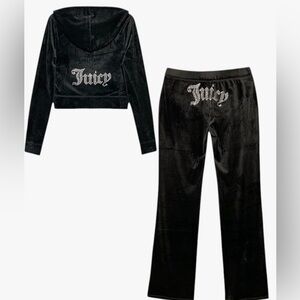 Juicy Couture Black Velour Jogger Set